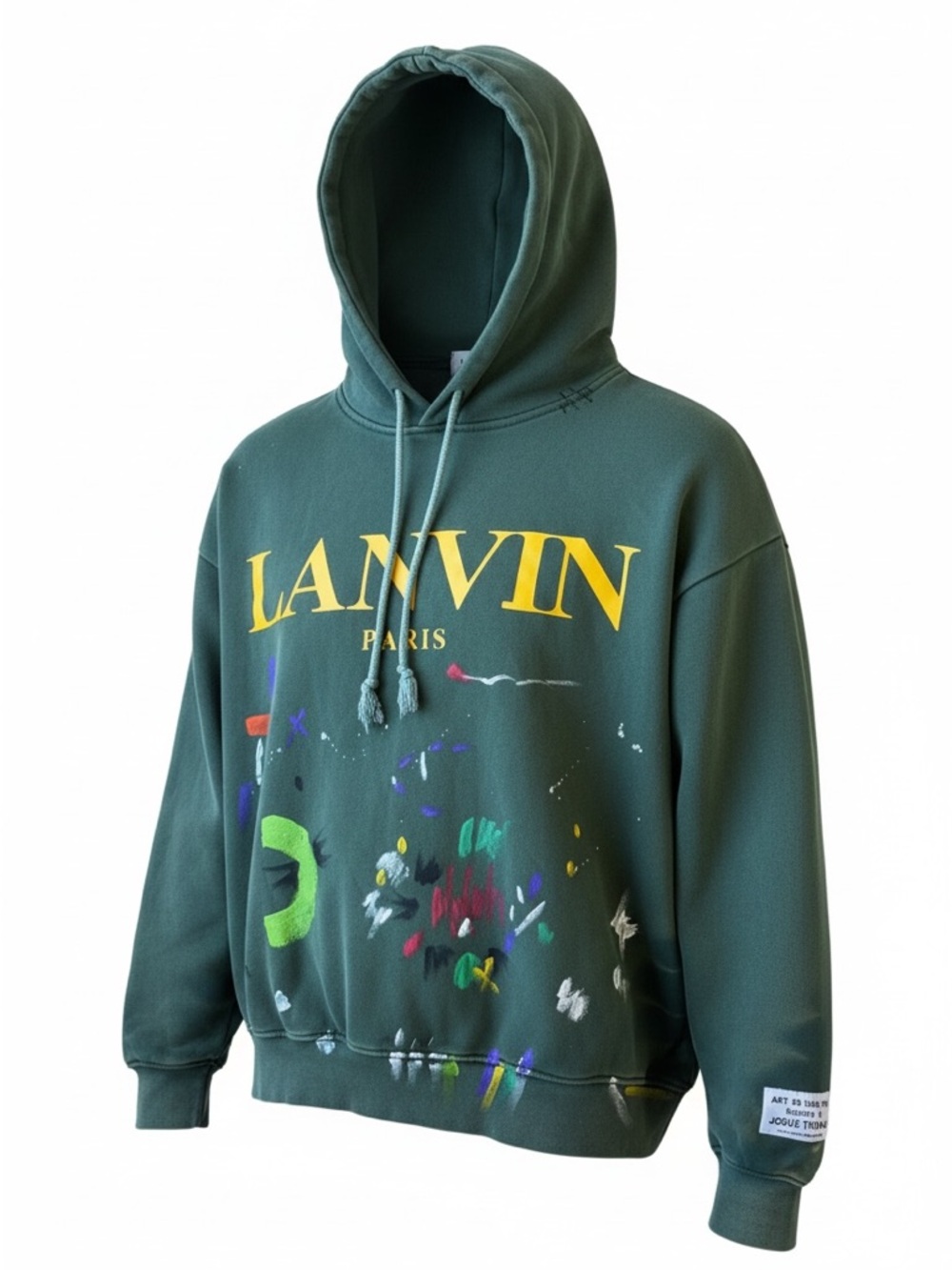 Lanvin Green Graphic Paint-Splatter Hoodie